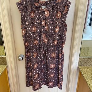 Loft Blush Floral Tie waist dress